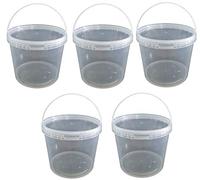 Lot de 5 seaux de 10 litres avec couvercle transparent, seaux à lait/stockage empilables, seaux à miel, seaux en plastique avec agrément alimentaire, récipients alimentaires, seaux vides pour farine