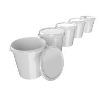 Lot de 5 seaux en plastique 30 L qualité alimentaire avec couvercle (5x22049)