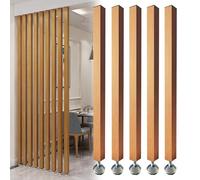 Lot de 5 séparateurs de pièce à lattes en bois de 2,3 à 3 m à hauteur réglable pour salon, salle à manger, bureau à domicile - Colonne décorative élégante (145 cm)