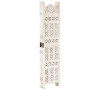 Lot de 5 séparateurs de pièce en bois de manguier massif - Blanc - 200 x 165 cm - Sculpté à la main - Pliable - Brise-vue - Pour salon, chambre à coucher, bureau, jardin