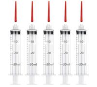 Lot de 5 seringues d'alimentation pour petits animaux domestiques avec 5 buses à visser pour doser le liquide, l'arrosage, le remplissage (30 ml)