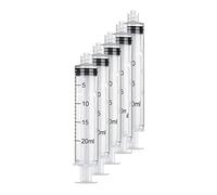 Lot de 5 seringues Luer Lock de 20 ml en plastique avec pointe Luer Lock sans aiguille pour laboratoire scientifique