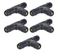 Lot de 5 serre-câbles en T pour extérieur IP68 tripolaire 3 pôles, connexion rapide pour câble jusqu'à 2,5 mm², diamètre jusqu'à 12 mm, 220 V 230 V 16 A, pour environnements humides, pluie, jardin