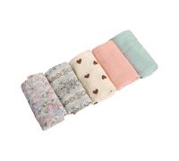 Lot de 5 serviettes à salive Serviette de visage Gant de toilette pour mouchoir de poche pour bébé Respirant Carré Serviette de soins pour bébé Fournitures d'alimentation pour bébé