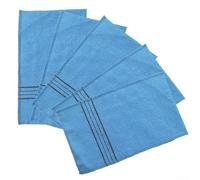 Lot de 5 serviettes exfoliantes en fibre de coton de polyester exfoliante douce, avec sangles épaisses, parfaites pour la douche ou le sauna (bleu)