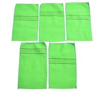 Lot de 5 serviettes exfoliantes pour le corps en fibre de coton de polyester exfoliante douce, avec sangles épaisses, parfaites pour la douche ou le sauna (vert)