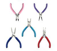 Lot de 5 Set de Pince Bijoux, Ensemble de Pinces à Bijouxs, Pince Coupe-Fil, pPince à Bec Rond Effilé Courbé Plat pour Fabrication de Bijoux de Bricolage