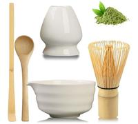 Lot de 5 sets à thé matcha, bol à thé macha, bol à matcha, mélangeur à matcha, balai à matcha, bol à matcha en céramique, bol à matcha avec bec verseur, support mélangeur à matcha et cuillère en
