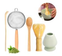 Lot de 5 sets de matcha pratiques avec fouet à matcha, porte-balai, passoire, cuillère à café, accessoires japonais pour la cérémonie du matcha, kit parfait pour la préparation des amateurs de thé