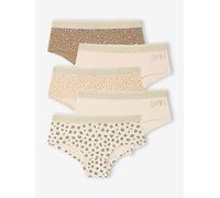 Lot de 5 Shorties Léopard et Love Fille écru 5A
