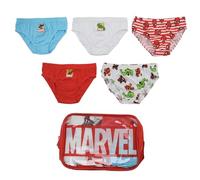 Lot de 5 Slips Single Jersey et Trousse Marvel - sous-vêtements Garçon Coton Doux et Respirant, Slips Confortables et Ajustables, 2-3 Ans