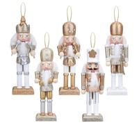 Lot de 5 Soldats Casse-Noisettes de Noël, 13 cm, décorations en Bois pour Sapin de Noël, Figurines de Casse-Noisettes, décorations pour Sapin de Noël, Maison, fête, Ornements à Suspendre