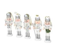 Lot de 5 soldats casse-noisettes en argent pour décoration d'arbre de Noël