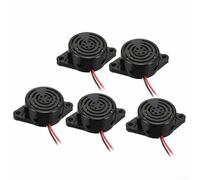 Lot de 5 sonneries électroniques DC 3 24 V 100 dB sonore continu sonnerie sonore boîtier en plastique et 2 fils pour appareils industriels