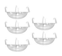 Lot de 5 soucoupes rondes transparentes avec crochets intégrés, aide à recueillir l'eau et la terre sous le balcon, le porche et la terrasse - Panier suspendu - Bac de collecte d'eau transparent