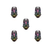 Lot de 5 souris de jeu filaire avec capteur optique 7 couleurs pour ordinateur portable, motif étoiles, env. 123 x 66 x 37 mm