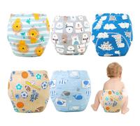 Lot de 5 sous-vêtements d'apprentissage de la propreté pour tout-petits, pantalons d'apprentissage la propreté en tissu confortable, sous-vêtements absorbants lavables et réutilisables pour garçon