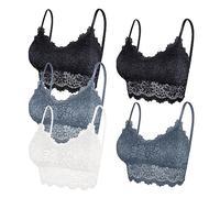 Lot De 5 Soutien Gorge Dentelle Brassiere Push Up Femme Sexy Soutien Gorge sans Armature Comfit Bralette en Dentelle avec Coussinets Amovibles Brassière Légère D'Été Respirante