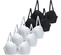 Lot de 5 soutiens-gorge minimiseurs push-up rembourrés en dentelle florale pour femme - Couverture complète - Confortable et doux - Soutien-gorge à armatures, #04, 100C