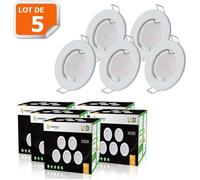 Lot de 5 spots LED encastrables fixes ronds blanc chaud - LAMPESECOENERGIE - GU10 - 430 Lm - 5W - intérieur