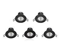 Lot de 5 Spots Led Encastrés Noirs 3W, Éclairage de Plafond Type Œil de Bœuf, Style Moderne Et Minimaliste, Pour Salon, Chambre Ou Extérieur./Lumière Chaude