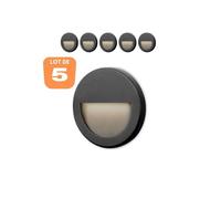 Lot de 5 spots LED mural VEKTAB2 rond noir 3W 3000K IP65