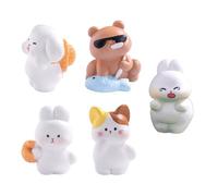 Lot de 5 statues d'animaux du marché fermier faites à la main, cadeaux de collection de dessins animés vivants en résine pour adultes et enfants, thème de support, décoration de bureau de dessin animé