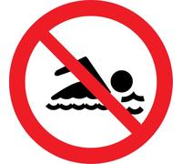 Lot de 5 Stickers Baignade Interdite Ø10 cm - Interdiction de Nager - Signalétique Professionnelle