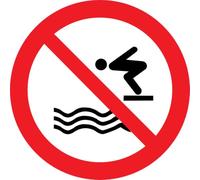 Lot de 5 Stickers Plongeon Interdit Ø10 cm - Signalétique de Sécurité Piscine et Plan d'Eau
