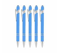 Lot de 5 stylets 2 en 1, stylo à bille en métal, pointe douce au toucher, sans charge, écriture lisse pour smartphone, tablette, notes de papier