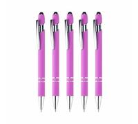 Lot de 5 stylets à double fonction, stylo à bille en métal antidérapant avec bouton poussoir rétractable pour cadeaux de bureau