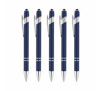 Lot de 5 stylets à double fonction, stylo à bille en métal antidérapant avec bouton poussoir rétractable pour cadeaux de bureau