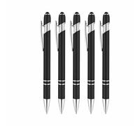 Lot de 5 stylets à double fonction, stylo à bille en métal antidérapant avec bouton poussoir rétractable pour cadeaux de bureau