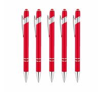 Lot de 5 stylets à double fonction, stylo à bille en métal antidérapant avec bouton poussoir rétractable pour cadeaux de bureau