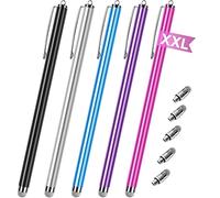 Lot de 5 Stylets pour écrans tactiles - Pointe en Maille de Fibre Haute sensibilité et Pointe Fine - Compatible avec iPad, iPhone, Tablette, Ordinateur Portable, Microsoft Surface Chromebook