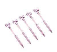 Lot de 5 stylos à bille avec nœud pour ouvrir/fermer - Pointe de 1,0 mm - Écriture lisse pour bureau - Stylo cristal tendance