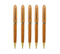 Lot de 5 stylos à bille en bois de bambou, durables et respectueux de l'environnement, écriture lisse