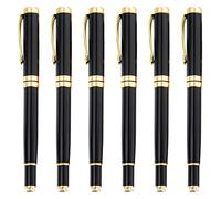 Lot de 5 stylos à bille en métal de luxe, design noir et doré, écriture lisse, durable, stylo cadeau d'entreprise, 14 cm x 1,2 cm, 36,4 g, qualité supérieure