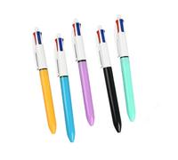 Lot de 5 stylos à bille multicolores 4 couleurs en 1 rétractables pour enfant, étudiant, jeu, récompense, bureau