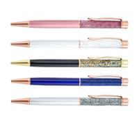 Lot de 5 stylos à bille rechargeables en métal avec clip en métal Pointe de 1 mm pour l'école et le bureau