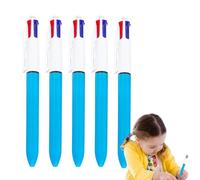 Lot de 5 stylos à bille rétractables 4 en 1 pour journal intime - Stylos d'écriture lisse - Stylos multicolores rechargeables - Ensemble de stylos pour l'école