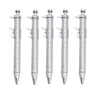 Lot de 5 stylos à coulisse multifonctions à encre gel de 1 mm, règle de mesure de 0 à 100 mm pour bureau, école, étudiants, outil d'écriture portable 2 en 1 (noir)