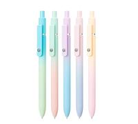 Lot de 5 stylos à encre gel à pointe fine, rétractables, prise en main douce, pour étudiants, enseignants, bureau, école, journal, fournitures d'étude, 14 cm de long