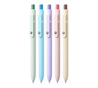 Lot de 5 stylos à encre gel à pointe fine, rétractables, prise en main douce, pour étudiants, enseignants, bureau, école, journal, fournitures d'étude, 14 cm de long