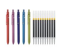 Lot de 5 stylos à encre gel rétractables à pointe de 0,42 mm avec 10 recharges à séchage rapide pour écrire, noter, journal, stylo pour adolescent