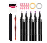 Lot de 5 stylos à ongles 3 en 1 - Séchage rapide - Durable et incassable - Pour manucure et pédicure