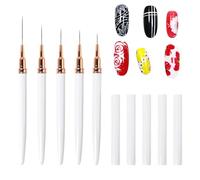 Lot de 5 stylos à ongles à pointe fine à séchage rapide - Pour dessiner, peindre, pointer et ligner, pour dessiner avec précision des motifs à la maison ou au salon