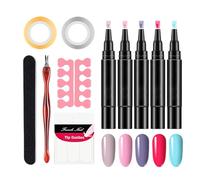 Lot de 5 stylos à ongles gel - Kit de politique à ongles - Vernis à ongles gel à séchage rapide - Outils portables Talons Art avec application facile pour manucure et doigts