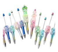 Lot de 5 stylos à perles en vrac avec strass décoratifs en forme de papillon et rose, couleurs métalliques, couleurs pastel avec perles de cristal, corps en métal, fournitures d'écriture pour l'école