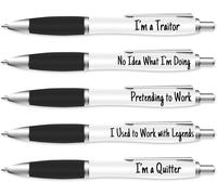 Lot De 5 Stylos Amusants Pour Collègues De Travail - Cadeaux Amusants Pour Départ - Ensemble De Stylos Amusants Pour Collègues - Cadeaux De Nouvel Emploi Pour Homme - Cadeaux De Travail